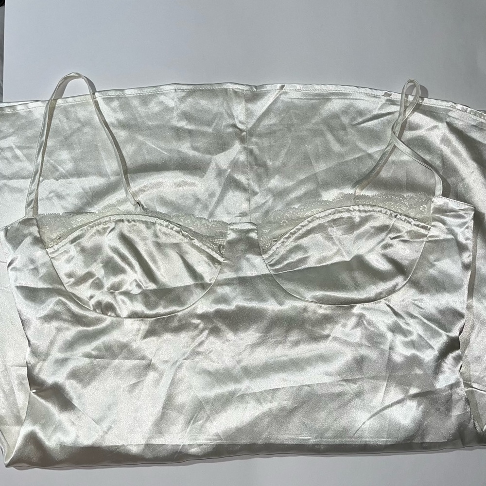 SHEIN plus lace trim satin slip sleepdress